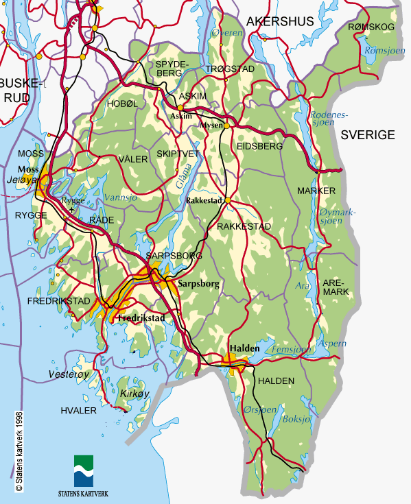 Map of Østfold